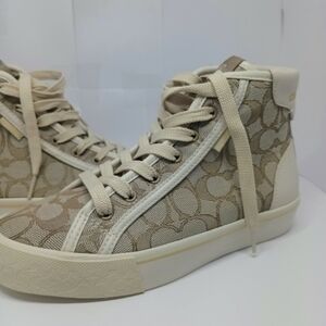 Coach Women's Tan High-Top Sneakers